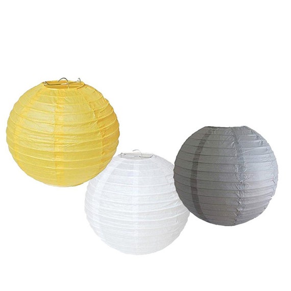 yellow and gray paper lanterns
