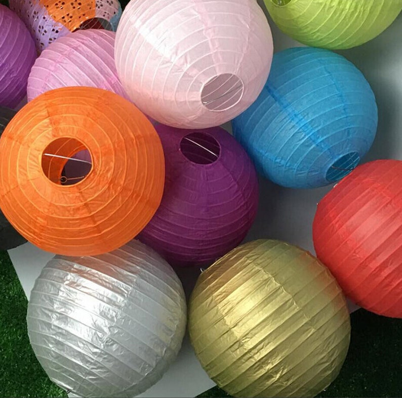 5pcs/lot Paper Lanterns MultiColor Chinese Round Paper Etsy