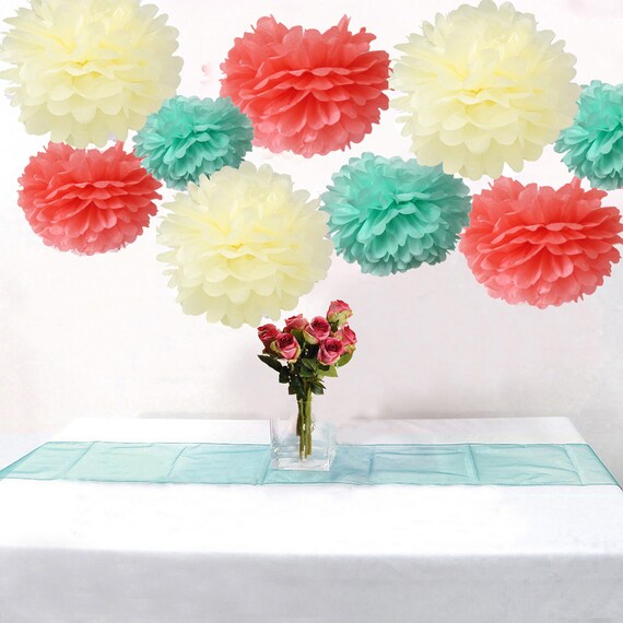 9pcs mixed coral mint ivory diy tissue paper flower ball etsy paper flower ball diy