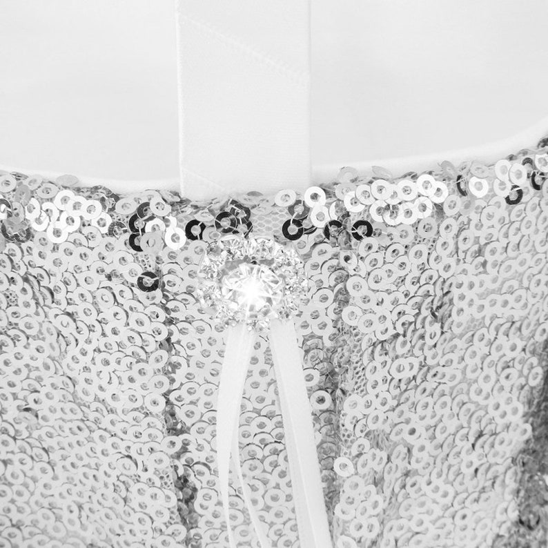 Silver Sequin Glitter Wedding Basket Sparkling Rhinestones Flower Girl Basket Bridal Wedding Ceremony Party Favor