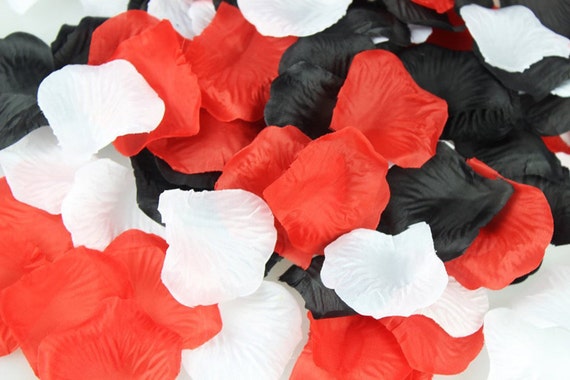 900pcs Mixed Red Black White Silk Rose Petals Wedding Flowers Etsy
