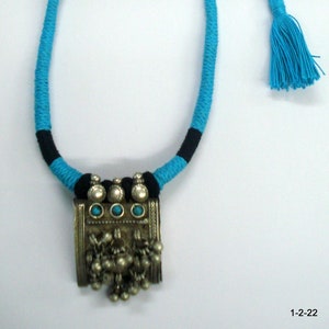 vintage antique tribal old silver tabij amulet pendant necklace