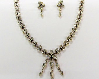 925 silver crystal necklace pendant earring set handmade hallmarked jewellery
