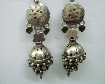 Jhumka earrings tribal old silver earrings vintage antique banjara jewelry