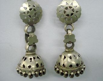 vintage antique tribal old silver earrings banjara jewelry jhumka earrings