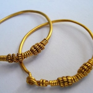 24kt pure gold earrings solid hoop vintage antique old tribal bellydance jewelry