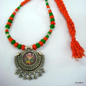 Traditional Design Sterling Silver Necklace Painting Pendant lord ganesha