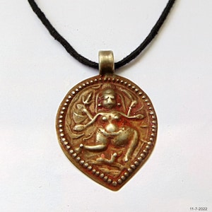 old silver necklace amulet pendant tribal hindu deity hindu god goddess
