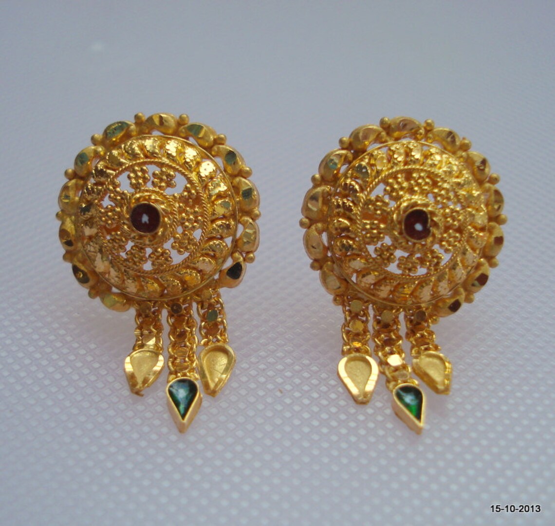 20k Gold Earrings Ear Stud Handmade Jewelry Traditional Design Etsy