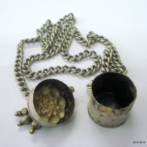 ancient antique old silver box pendant from rajasthan india
