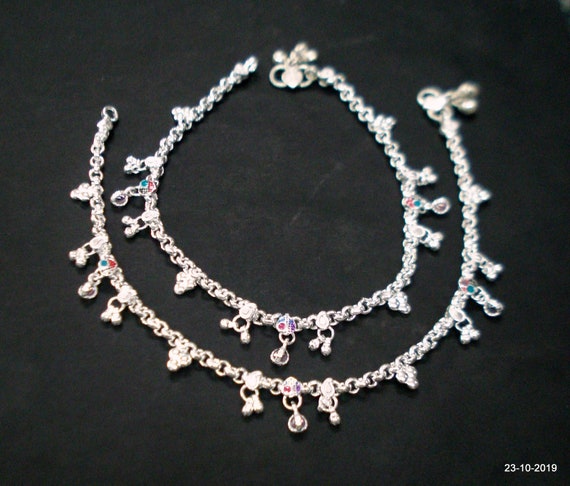 ethnic silver anklet feet bracelet ankle chain ank