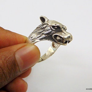Ethnic Silver Dog ring dog face pet ring cocktail ring handmade jewellery Unisex