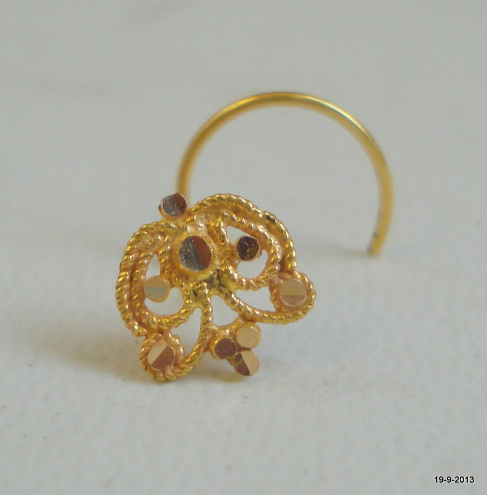 18k Traditional Design Gold Nose Stud Nosepin Rajasthan India Etsy
