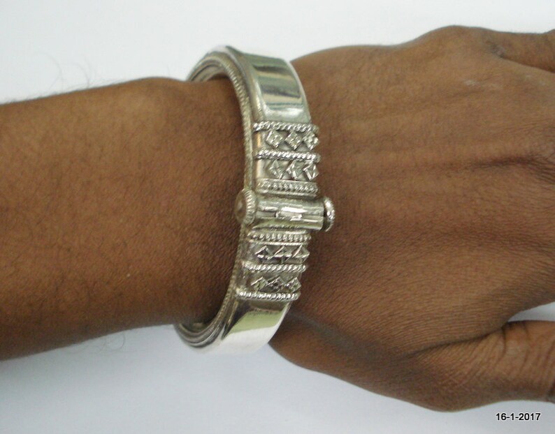 Traditional design sterling silver bangle bracelet cuff handmade jewellery