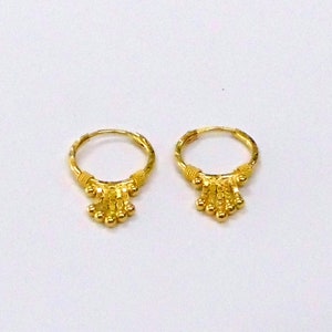 18kt Gold Earrings Hoop Earrings Handmade Gold Jewelry Infant Earrings ...