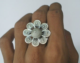 Traditional Design Sterling Silver Ring Big Cocktail Ring Handmade Jewellery