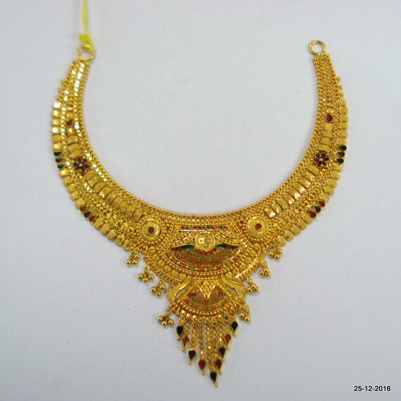 Traditional Design 22kt Gold Necklace Handmade Choker - 22kt Gold Pendant Traditional Design 22kt Gold Necklace Handmade Choker - 22kt Gold Pendant