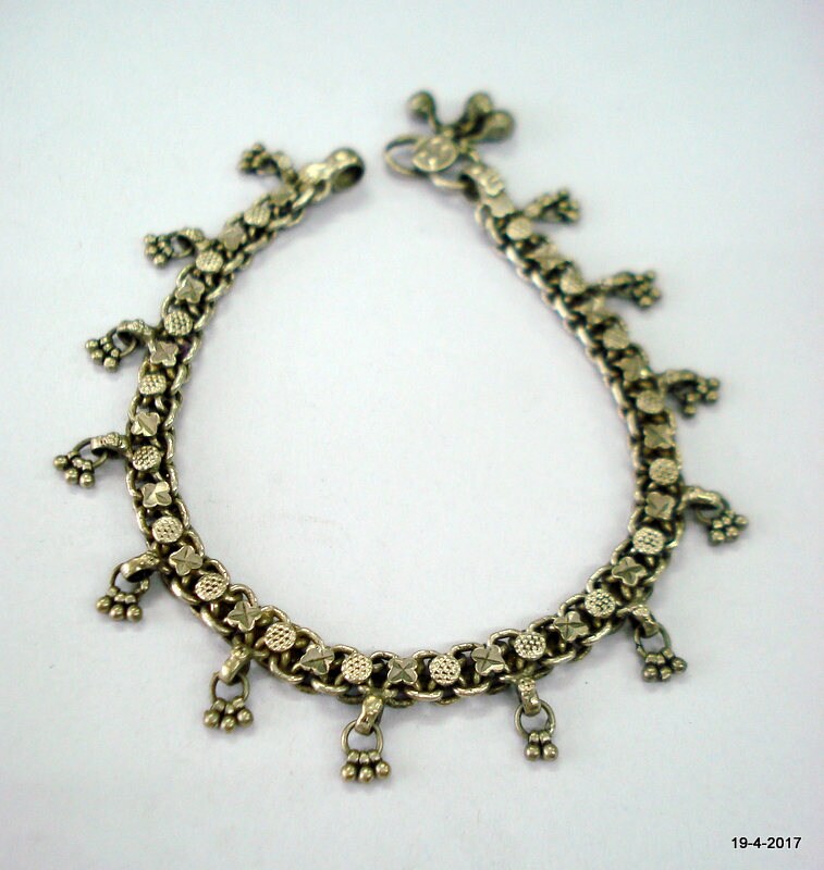 vintage antique ethnic tribal old silver anklet feet bracelet ankle chain