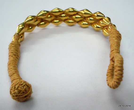 vintage tribal 22k gold beads bracelet bangle han… - image 5