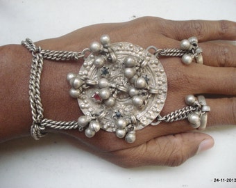 Vintage Antik Stammes-alt Silber dorsale Hand Ornament Armband Ringe bellydance