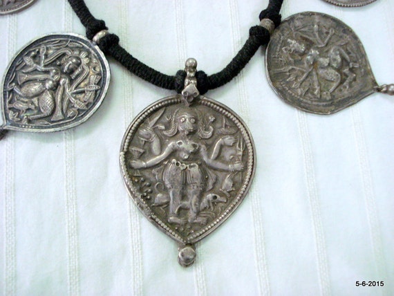ancient antique tribal old silver amulet pendant … - image 4