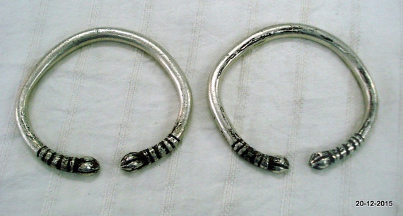 vintage antique tribal old silver bracelet bangle… - image 2