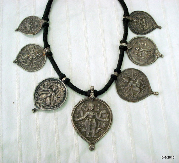 ancient antique tribal old silver amulet pendant … - image 3
