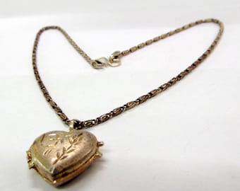 vintage antique old silver love locket pendant necklace chain from india