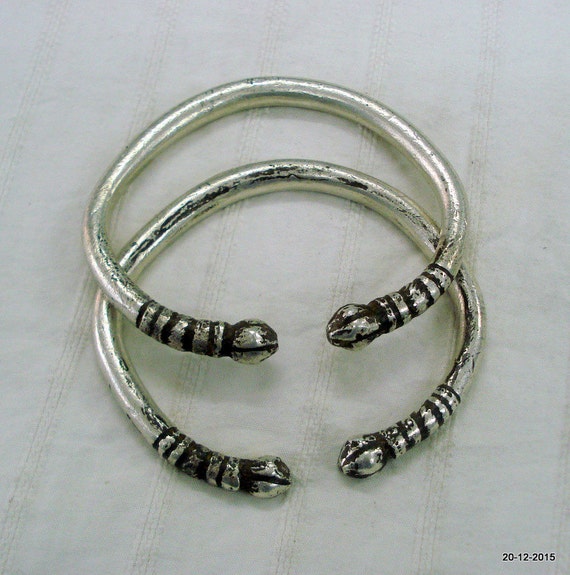 vintage antique tribal old silver bracelet bangle… - image 1