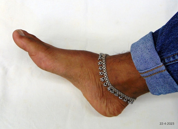 Vintage Antique Ethnic Tribal Silver Anklet Chain… - image 10