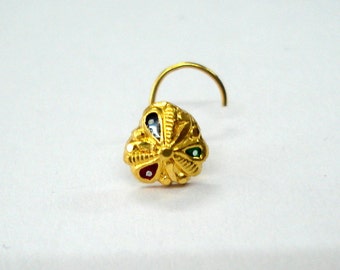 18kt traditional design gold nose stud nosepin rajasthan india