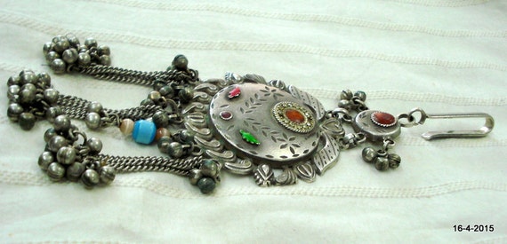 vintage antique tribal old silver necklace pendan… - image 4