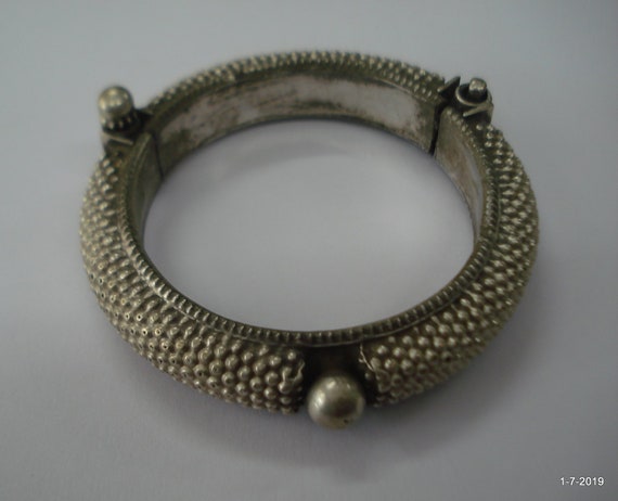Vintage antique tribal old silver bangle bracelet… - image 4