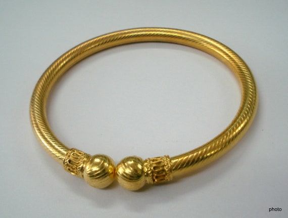 Traditional Design Gold Gilded Silver Bracelet or Bangle Rajasthan India 