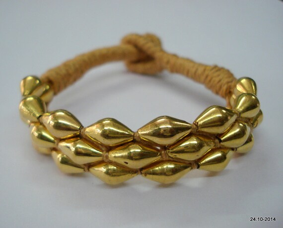 vintage tribal 22k gold beads bracelet bangle han… - image 4