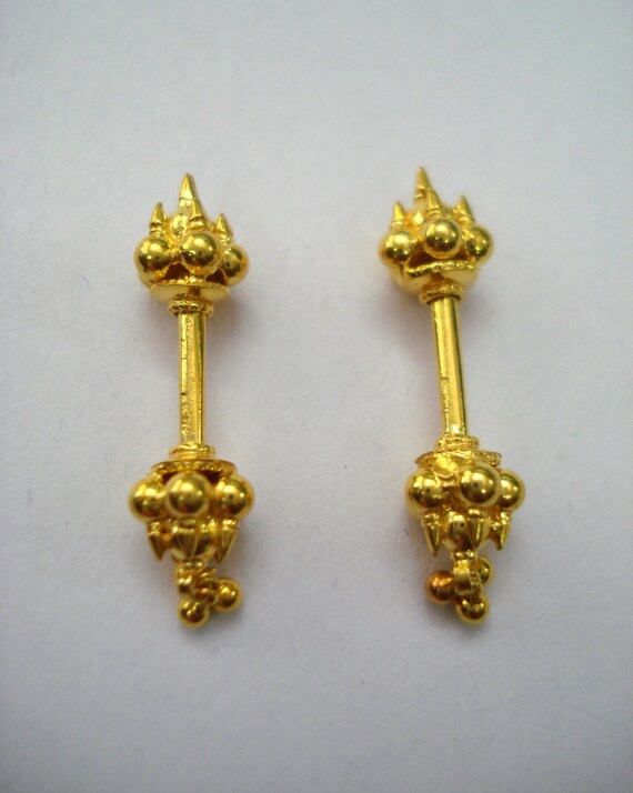 Ethnic 14kt Gold Upper Ear Earrings Barbells Piercing Jewellry India