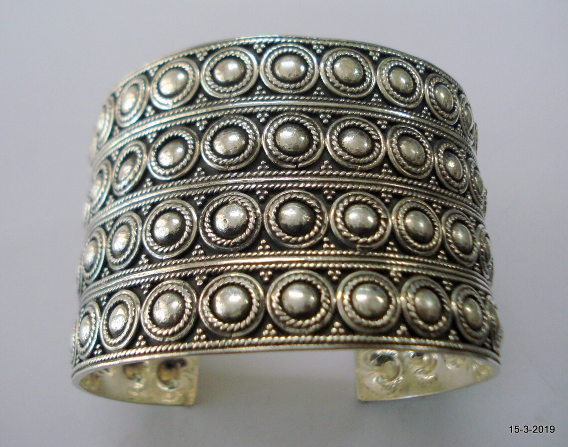 Ethnic Sterling Silver Bracelet Bangle Cuff Traditional Etsy