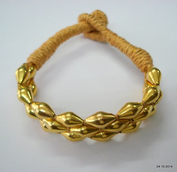 vintage tribal 22k gold beads bracelet bangle han… - image 3