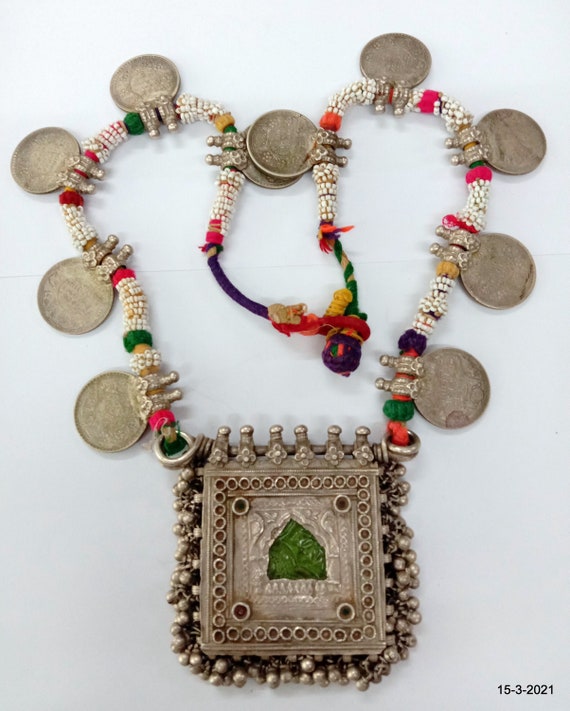 Buy Vintage Antique Tribal Old Silver Necklace Coin Pendant
