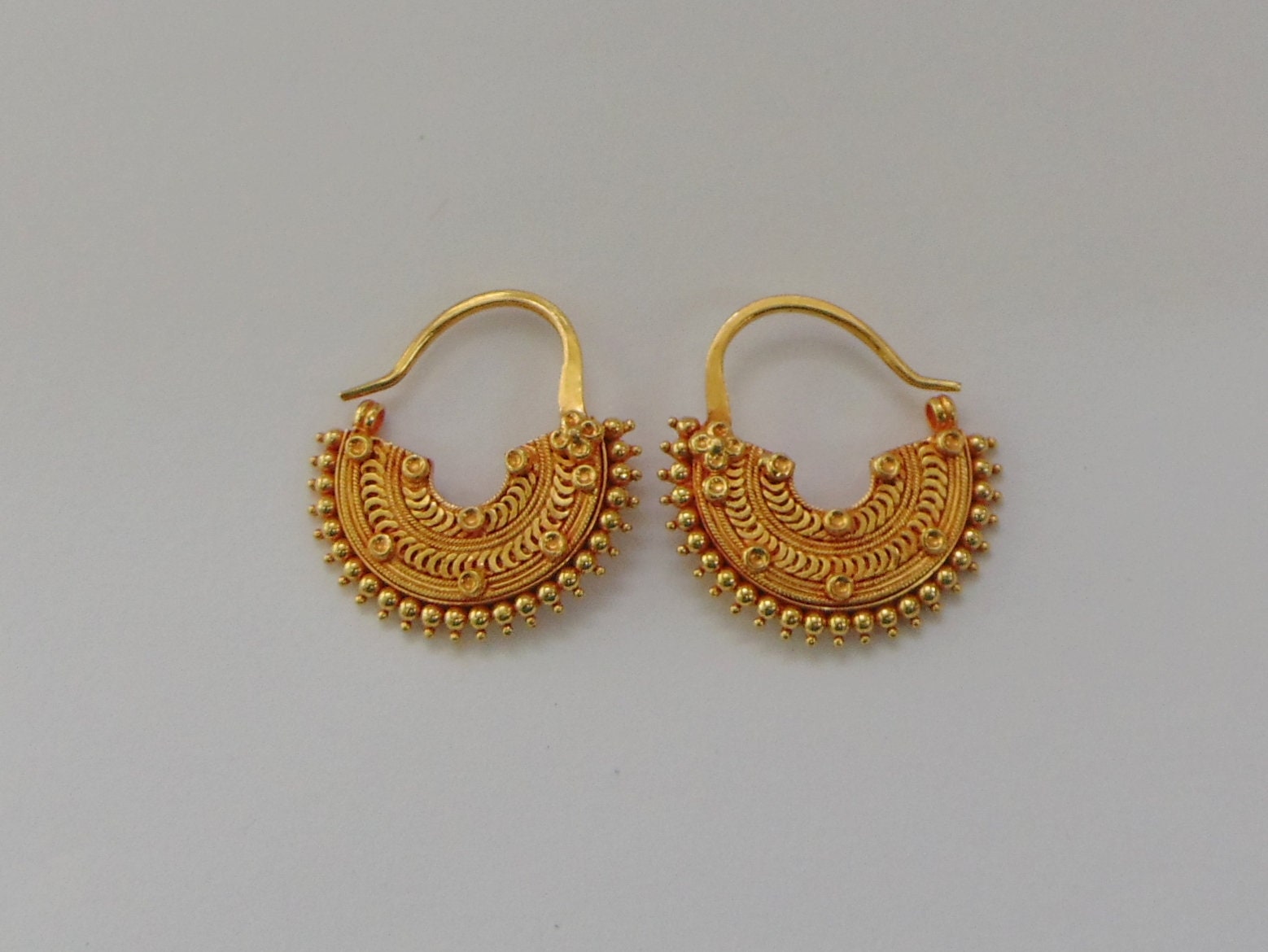 Traditional Design 20kt Gold Earrings Pair Rajasthan India - Etsy