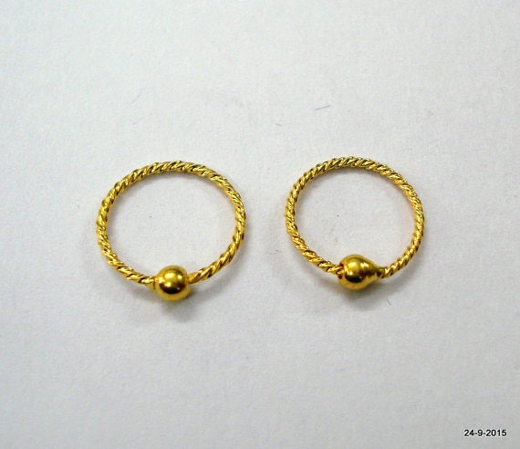 14K Gold Cartilage, Helix Petite Single Hoop Earring