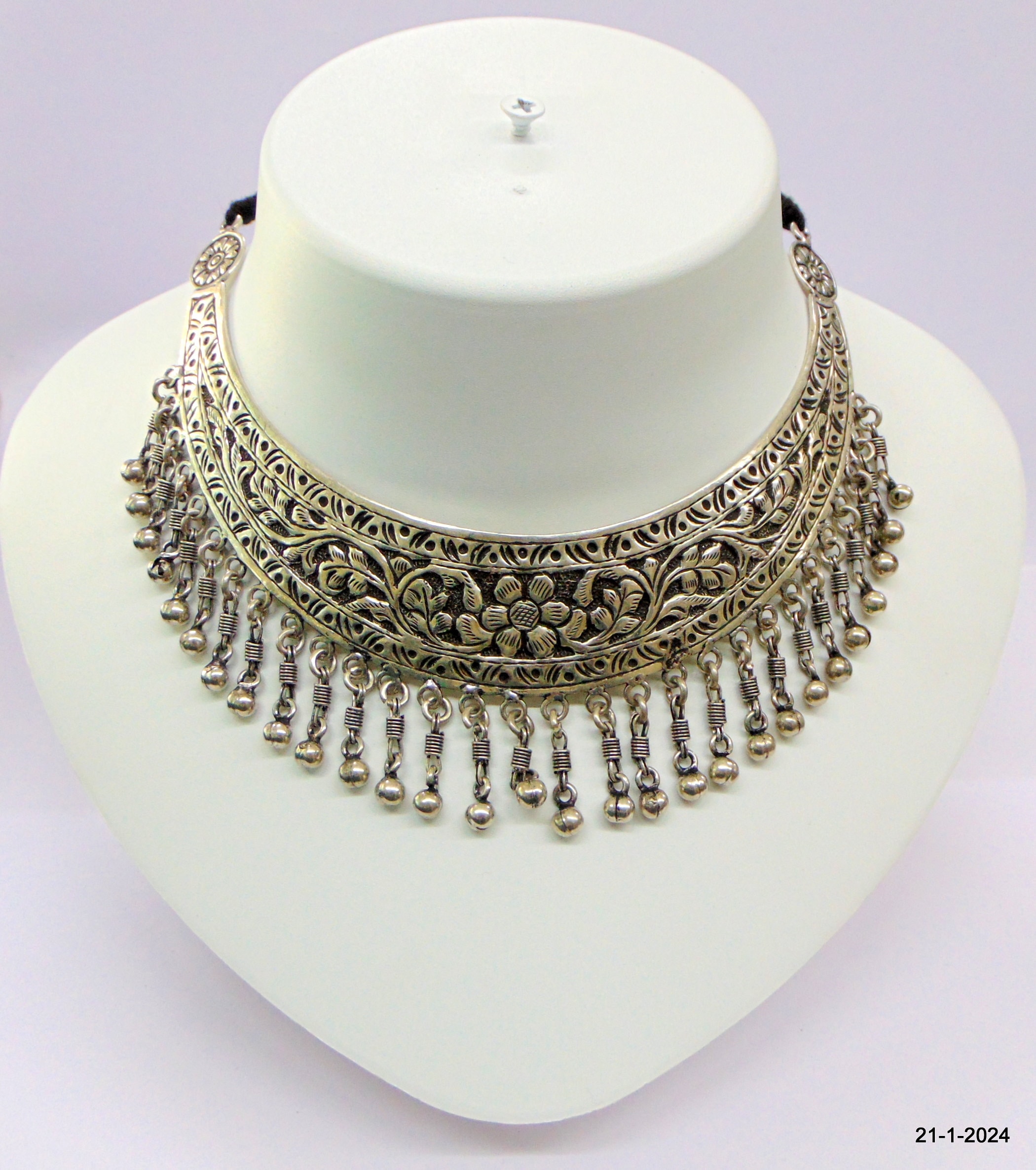Traditional Design Sterling Silver Necklace Choker Silver Handmade 