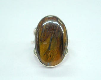 sterling silver ring tiger eye gemstone ring cocktail ring handmade