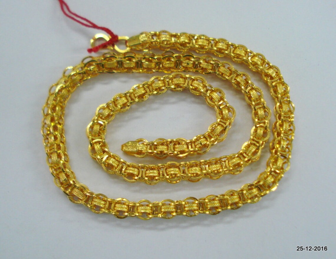 Traditional Design 22kt Gold Chain Necklace Handmade Gold Etsy