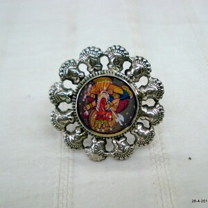 Sterling Silber Ring Malerei Ring hindu-Göttin Ma Gottheit ring