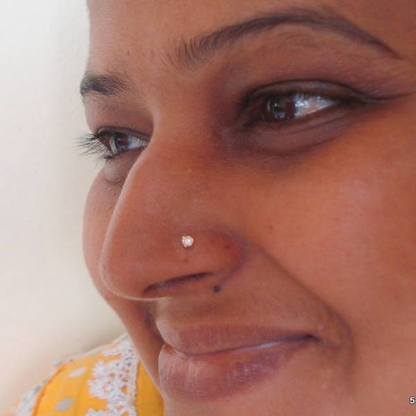 Ethnic Diamond Nosepin Gold Nosepin Nose Stud Handmade Nosepin