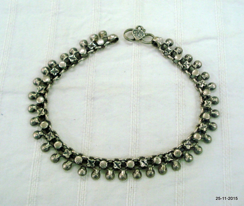 vintage antique tribal old silver anklet feet bracelet ankle chain