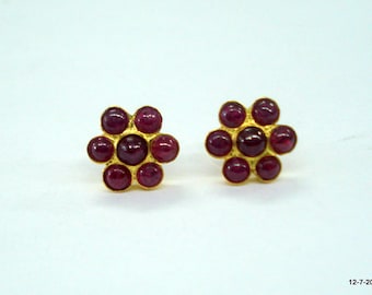 14k gold earrings ear stud with ruby gemstones rajasthan india