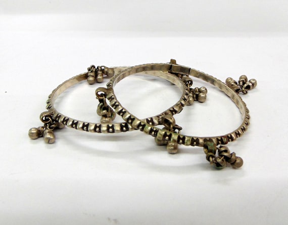 vintage antique tribal old silver bangle bracelet… - image 1