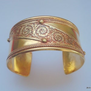 vintage antique gold vermeil gold gilded bangle bracelet cuff old tribal jewelry